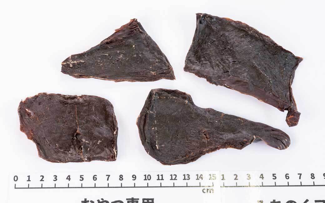 Close-up of Air Dried Horse Heart showing the natural texture of this freeze dried horse. Excellent source of B vitamins, a healthy air-dried treat from Michinoku Farm Japan