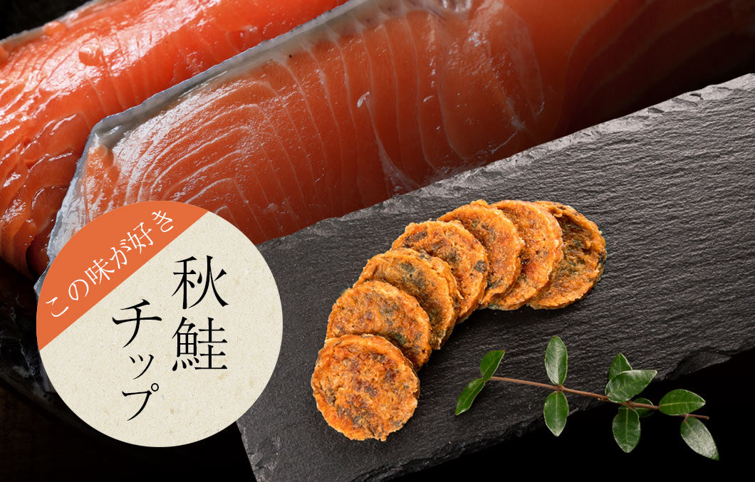 Air Dried Salmon Chips pieces served out of the pouch, no artificial additives, single-ingredient snack. A natural freeze dried salmon for dogs treat for dogs and cats from Michinoku Farm Singapore