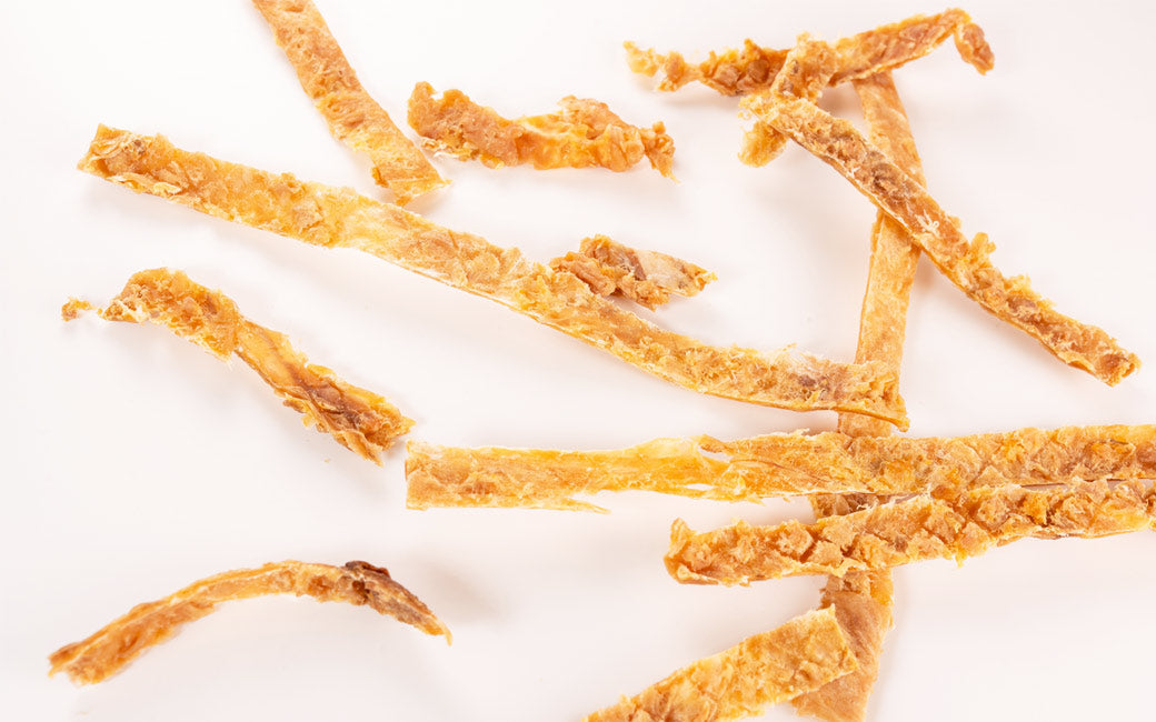 Air Dried Shark Meat Sticks Japanese pet treat detail, single protein dog treats suitable for dogs and cats, air-dried with no additives from Michinoku Farm
