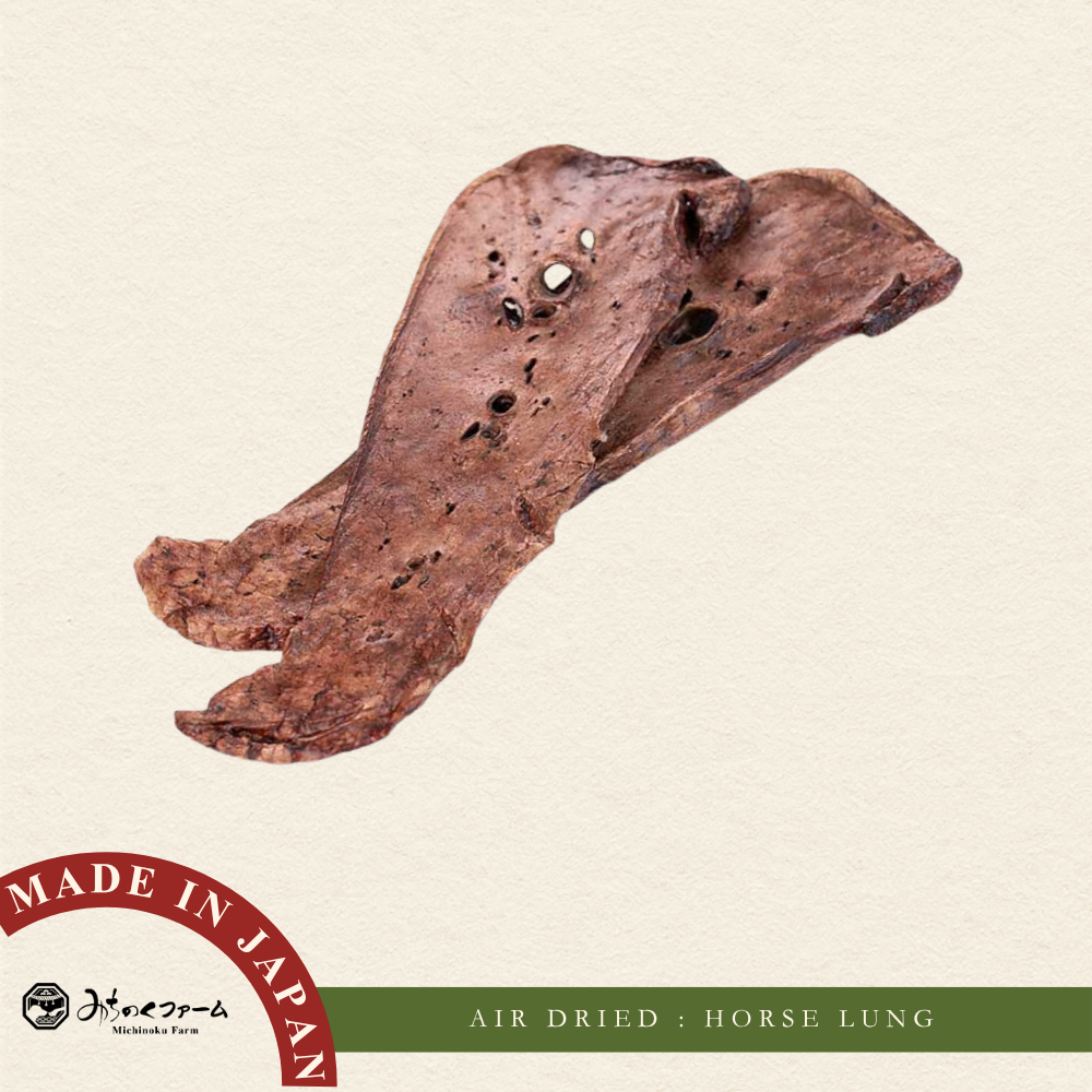 Michinoku Farm Air Dried Horse Lung pouch, a air-dried horse meat for dogs made in Japan. 100% natural horse lung, rich iron for dogs and cats in Singapore