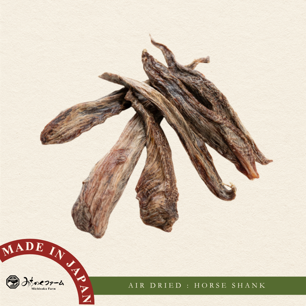 Michinoku Farm Air Dried Horse Shank Meat (For Small Dogs) pouch, a air-dried horse meat for dogs made in Japan. 100% natural horse shank meat for dogs and cats in Singapore