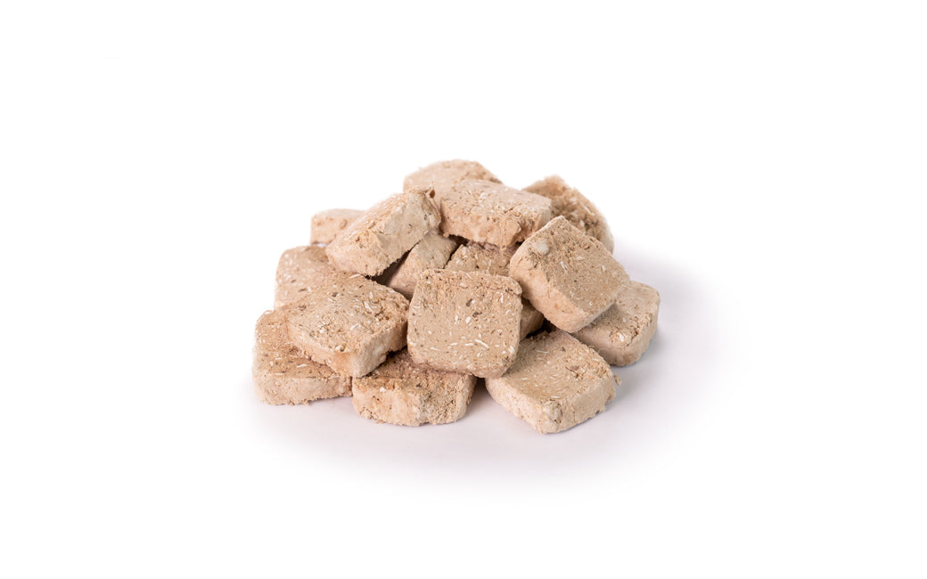 Close-up of Freeze Dried Horse Meat Cookie showing the light, crispy texture of this novel protein dog treats. Gluten-free, easy to break, a healthy treat from Michinoku Farm Japan