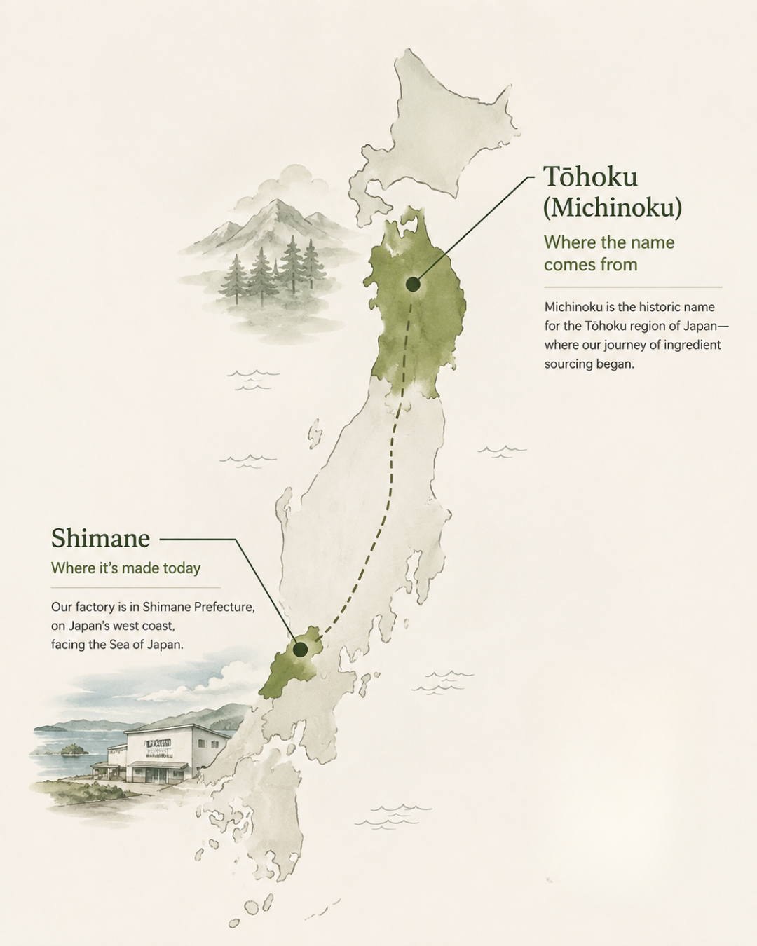 Michinoku Farm name origin, the historic Tohoku region of northern Japan where the brand began